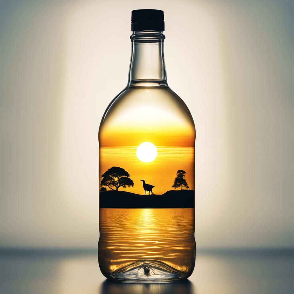 Sunrise in a Bottle: Double Exposure Silhouette
