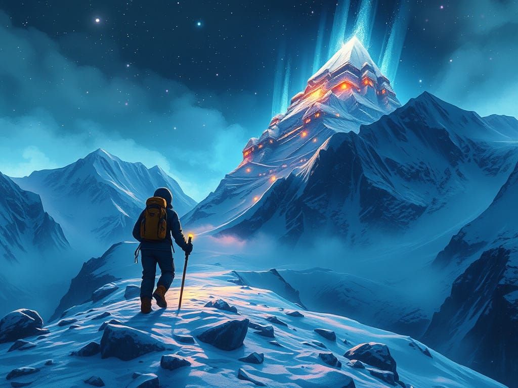 Ethereal Snow-Capped Mountains in a Dark Fantasy Realm