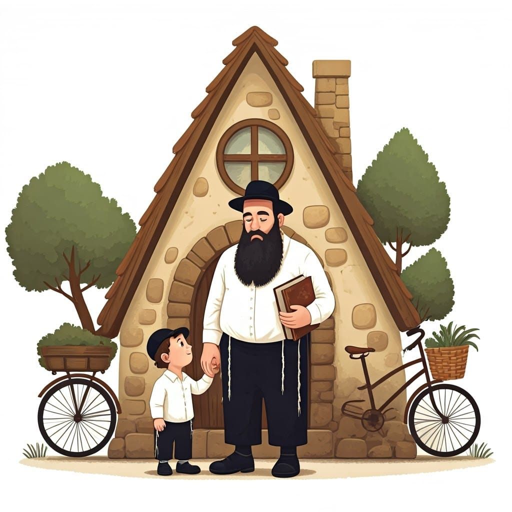 Haredi Man and Boy at Whimsical Storybook House