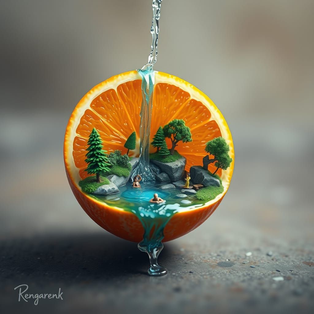 Surreal Orange Landscape in Vibrant Colors