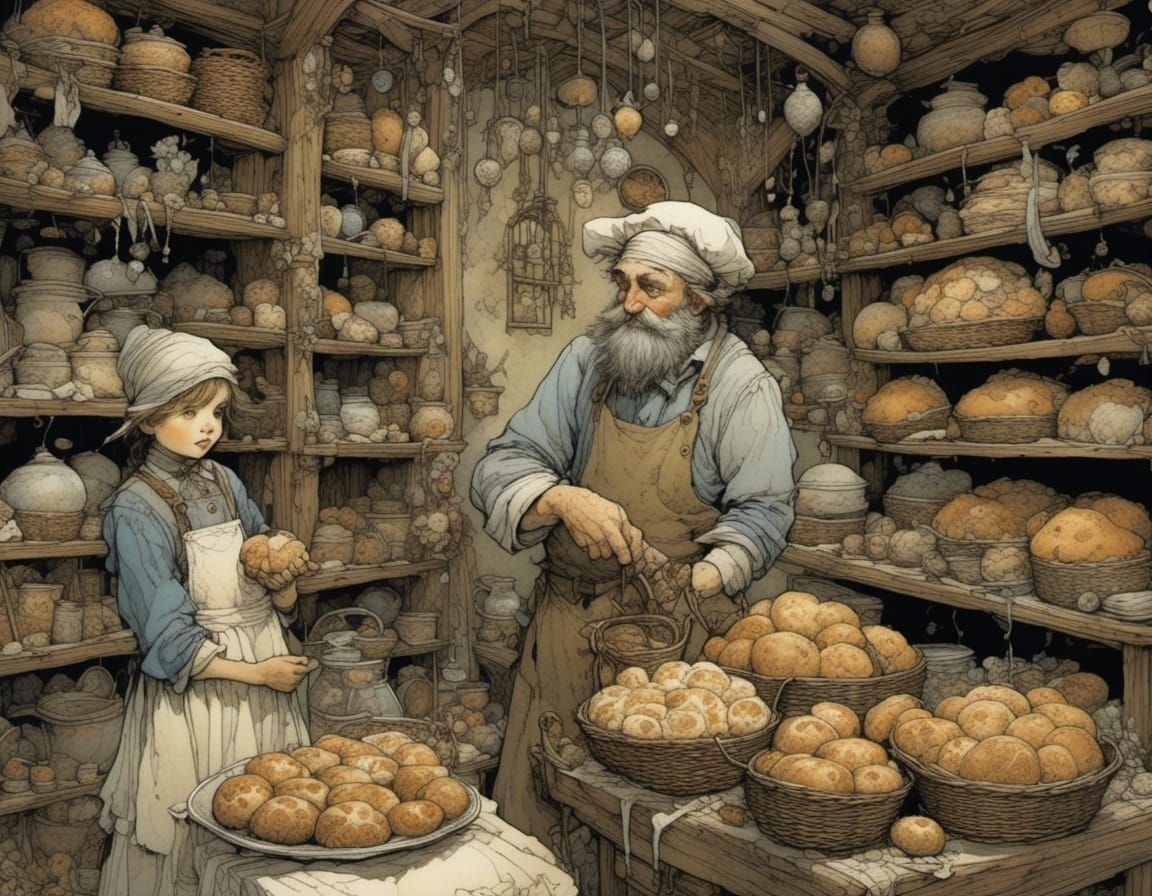 Detailed Bakery Scene Inspired by Fantasy Illustrators