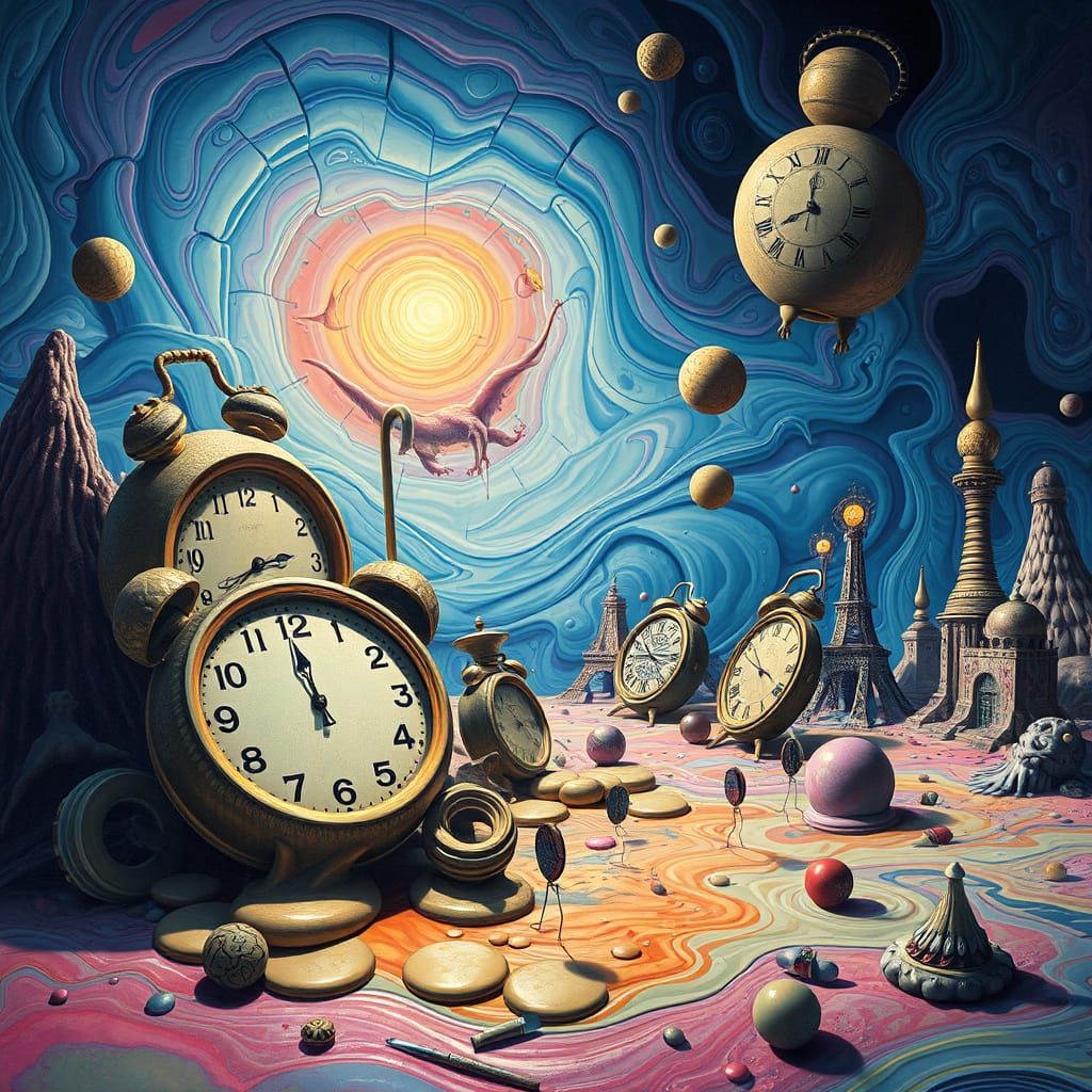 Surreal Dreamscape with Melting Clocks in a Surrealist Style