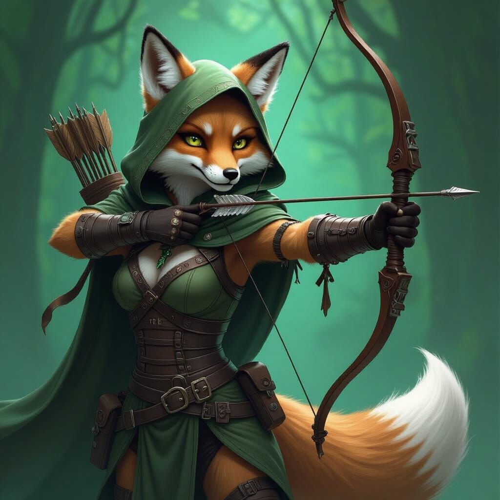 Anthropomorphic Fox Assassin with Crossbow in Magic Realism ...