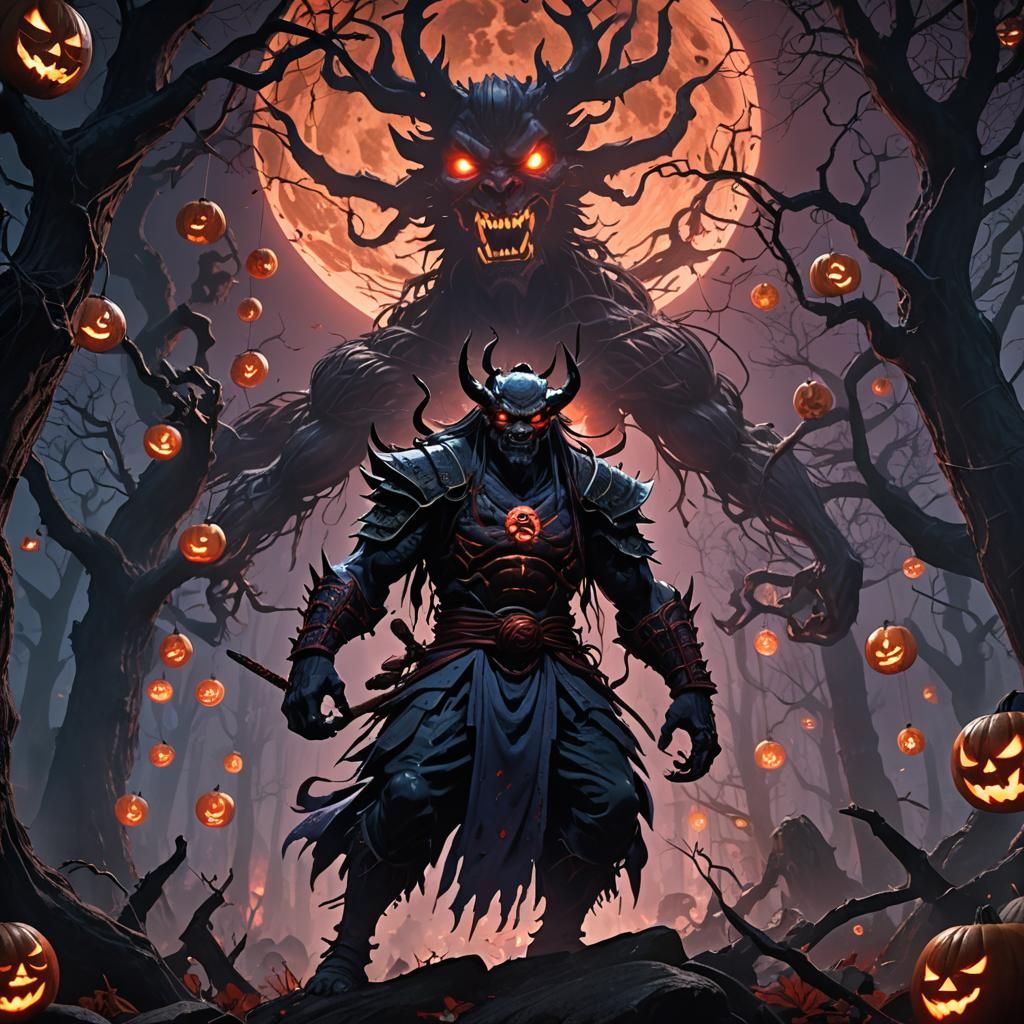 Vengeful Oni in Haunted Forest: Japanese Folk Horror