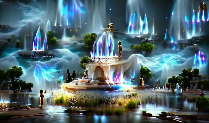 Ethereal Fountain of Dreams in Digital Art
