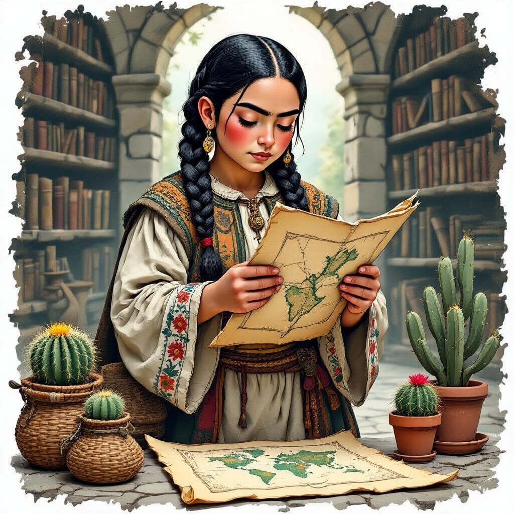 Halfling Sage Studies Map, Frida Kahlo Style