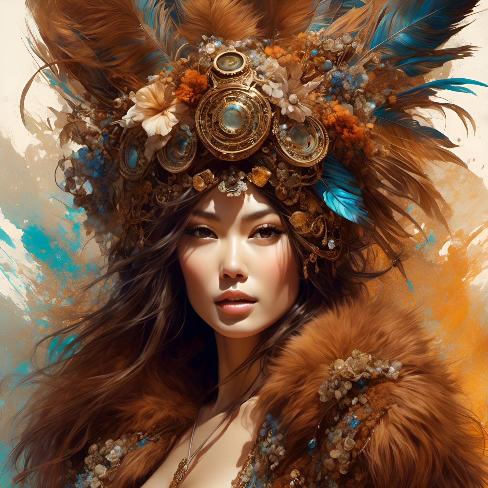 Hyperreal Portrait of Woman in Furry Bikini