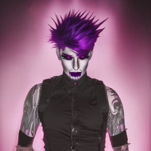 Gothic Punk with Purple Hair in Synthwave Style