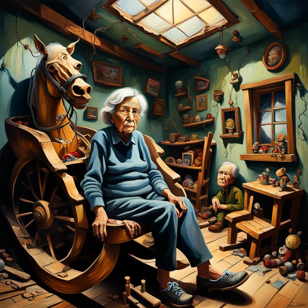 Surreal Old Woman in a Shoe, Dali Style