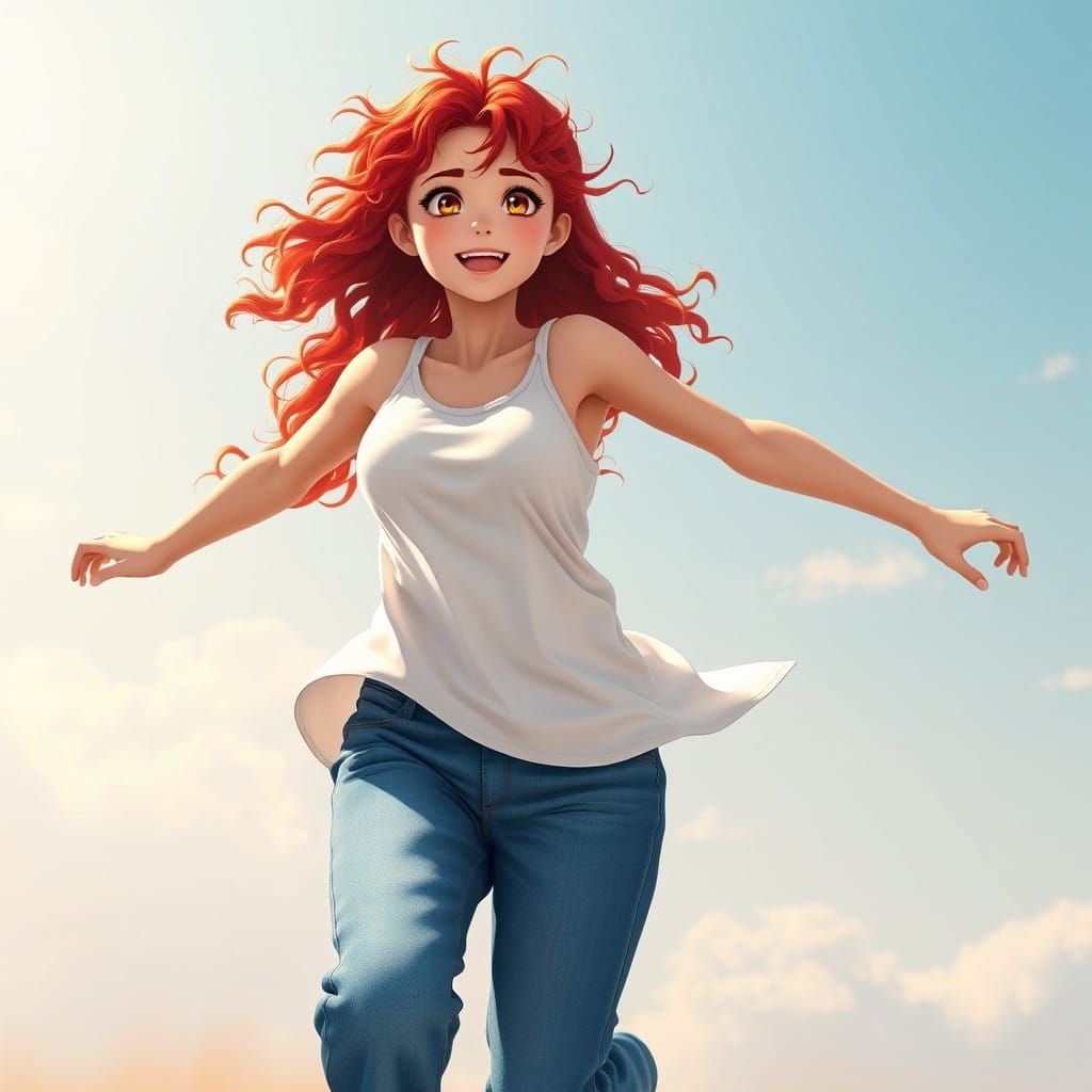 Teenage Girl Runs Freely in 3D Anime Style