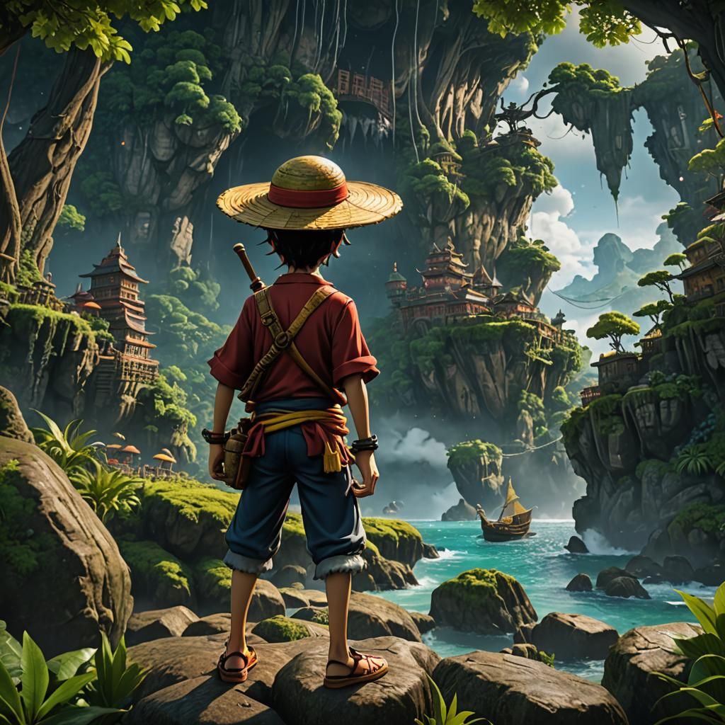 Detailed Matte Painting of Luffy in 8k