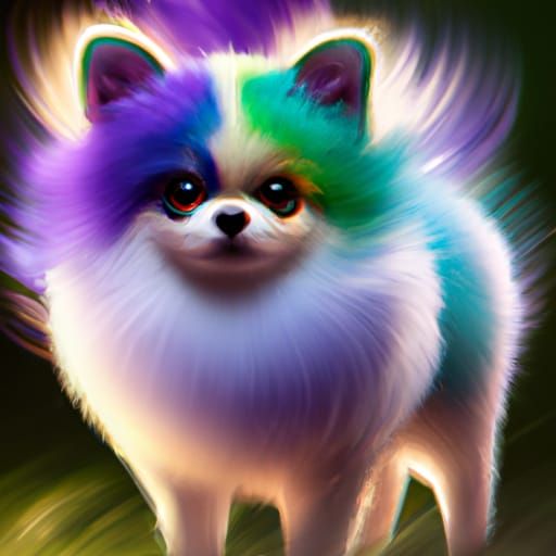 Unique Pomeranian Dog with Colorful Markings