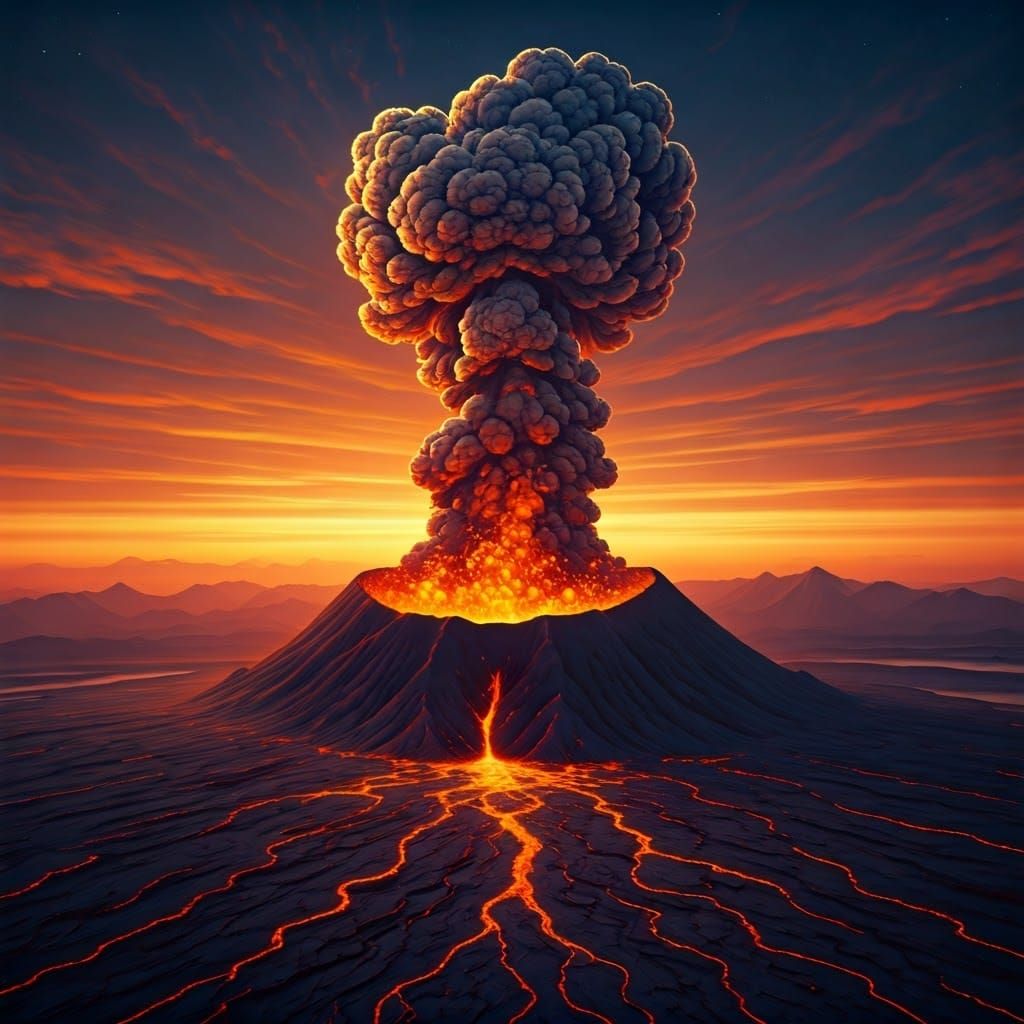 Ominous Yellowstone Eruption in Dystopian Sunset