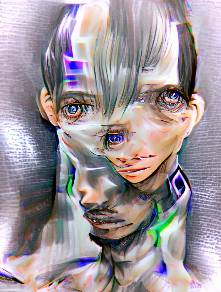 Distorted Inhuman Portrait Exploring Uncanny Valley