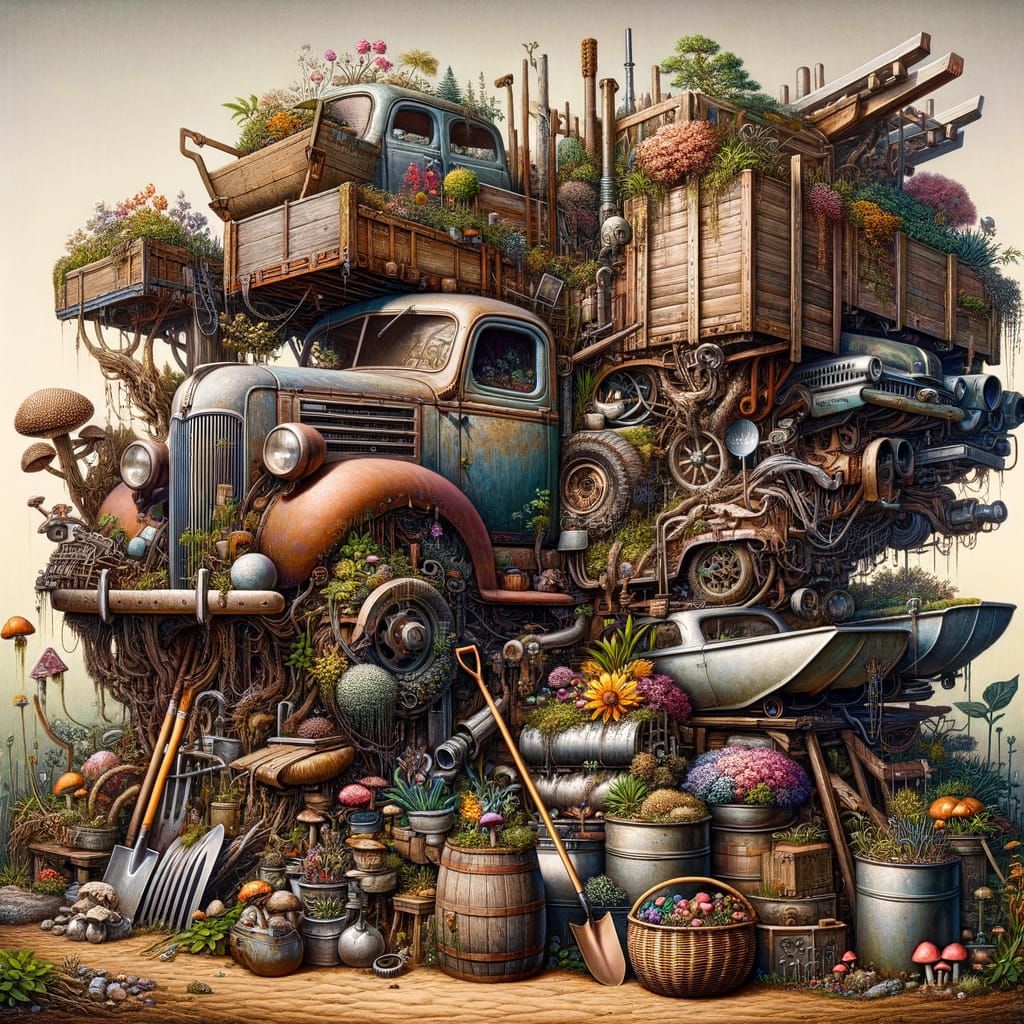 Post-Apocalyptic Garden from Salvaged Items