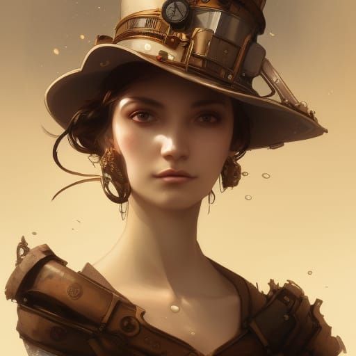 Steampunk Girl Portrait in Hyperdetailed Digital Art