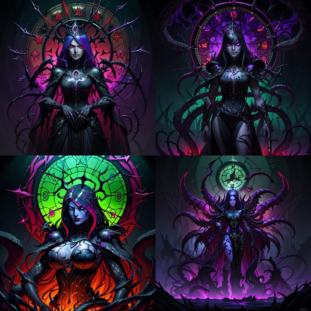 Queen of Darkness with Snakes and Rainbow Eyes
