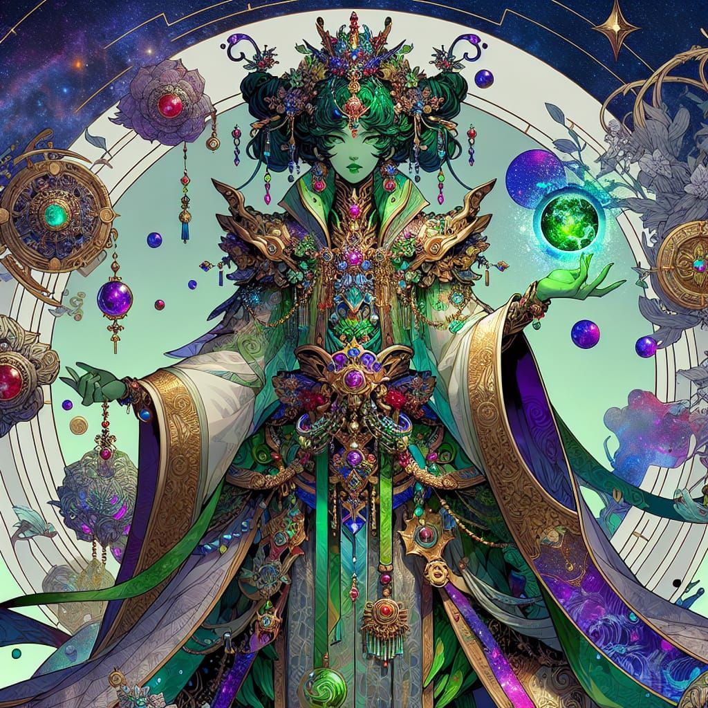 Ethereal Android Goddess in Cosmic Splendor