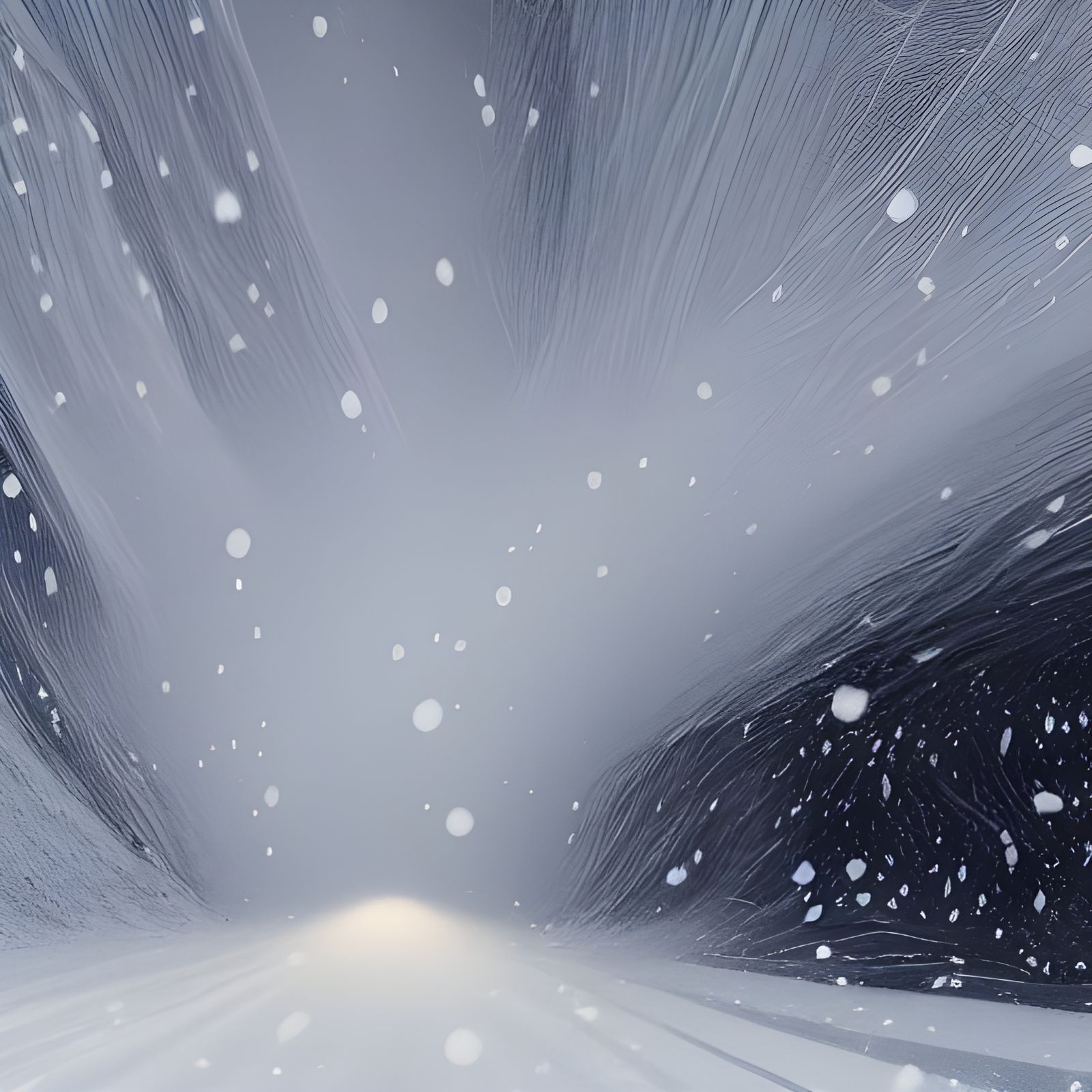 Blinding Snowstorm with Glowing Fingertip in Soft Light