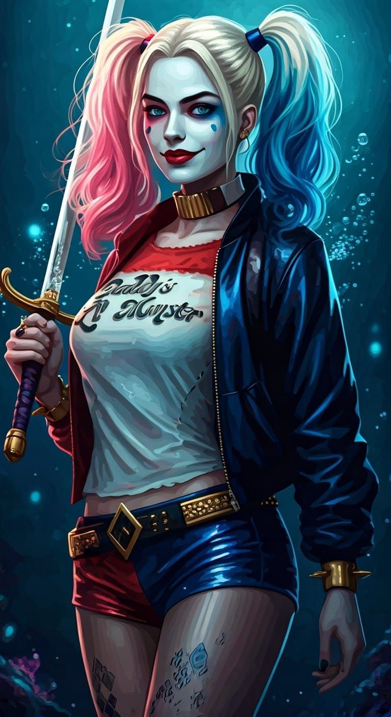 Mystical Harley Quinn in Piscis Style Digital Art