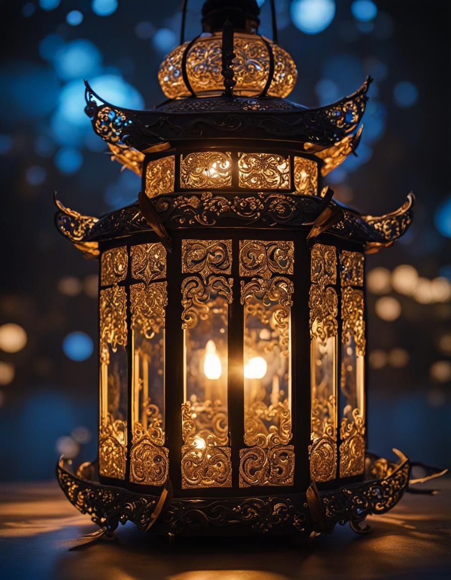 Filigree Lantern Illuminates a Dreamy Scene