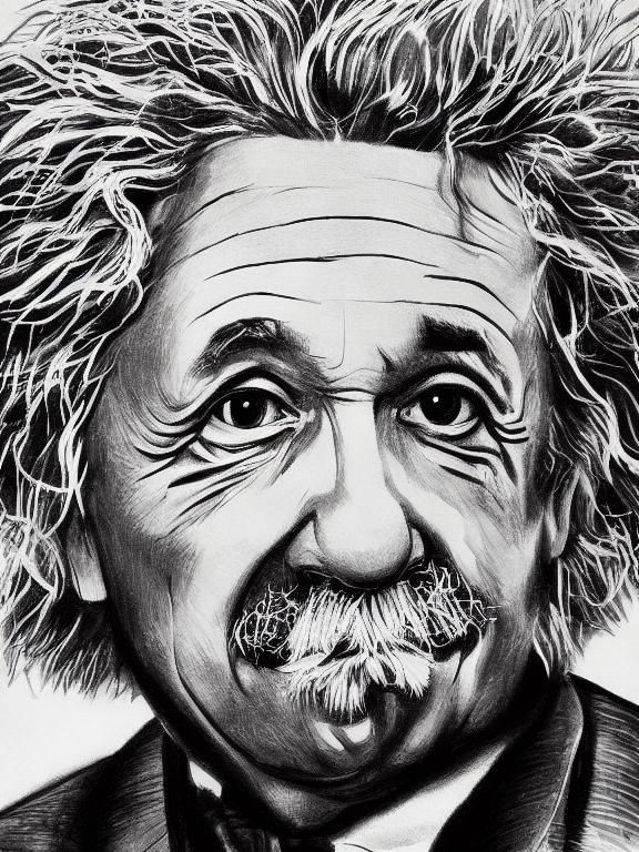 Continuous Line Drawing of Albert Einstein
