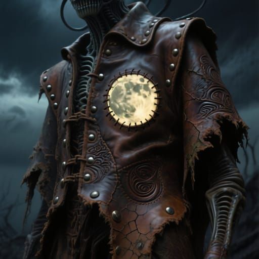 Leather Halloween Scene in Dark Surrealist Style