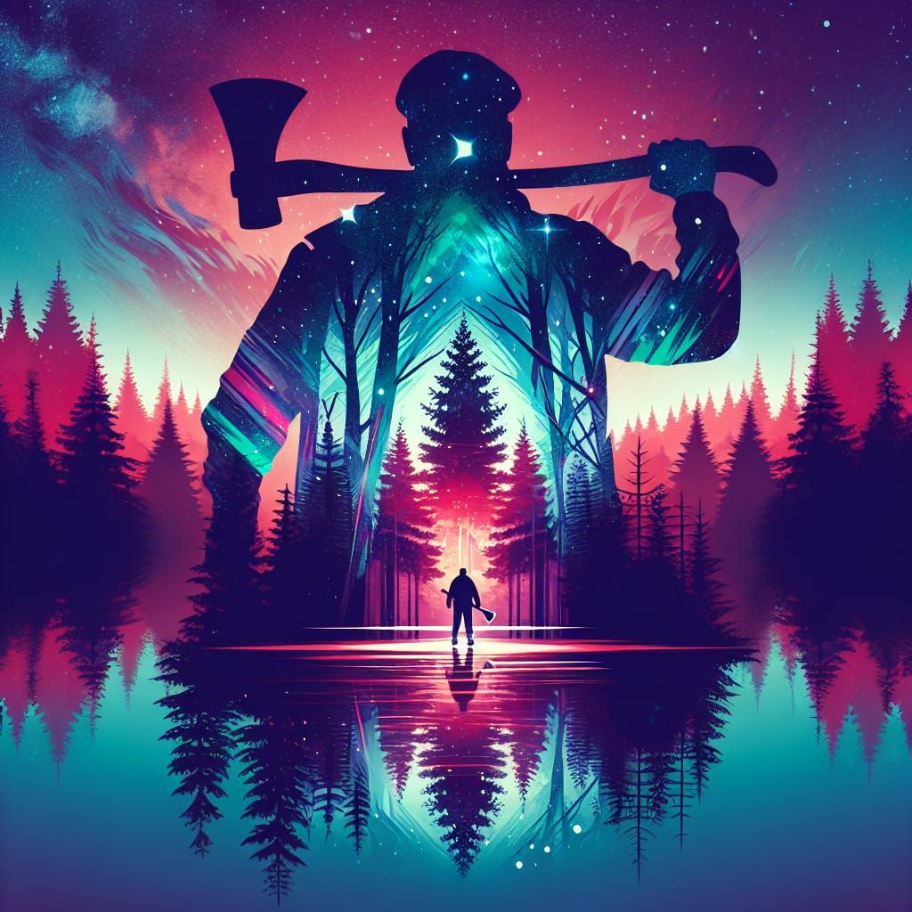 Ethereal Forest Encounter in Cosmic Hues