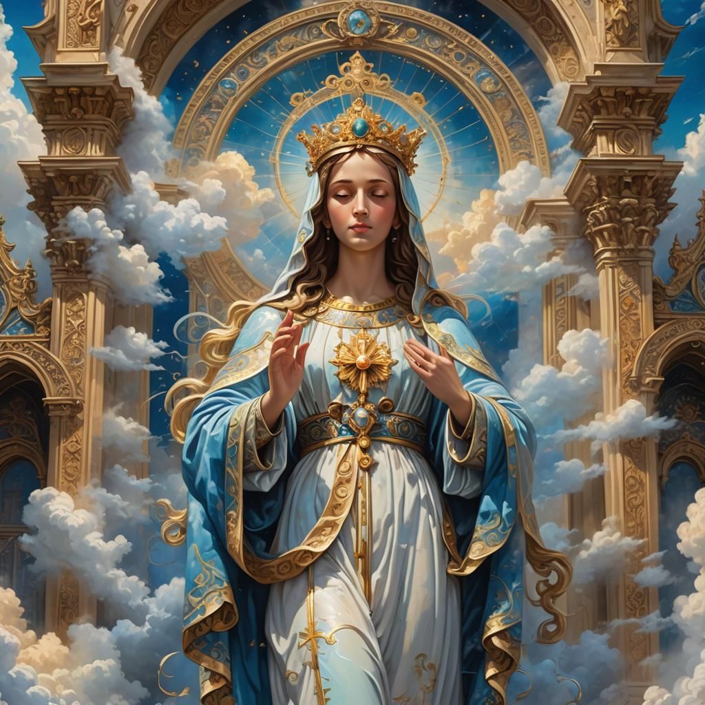 Regal Holy Mary in Ethereal Fantasy Concept Art