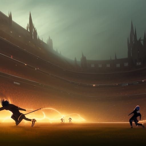 Quidditch Match: Fantasy Art by Alphonse Mucha