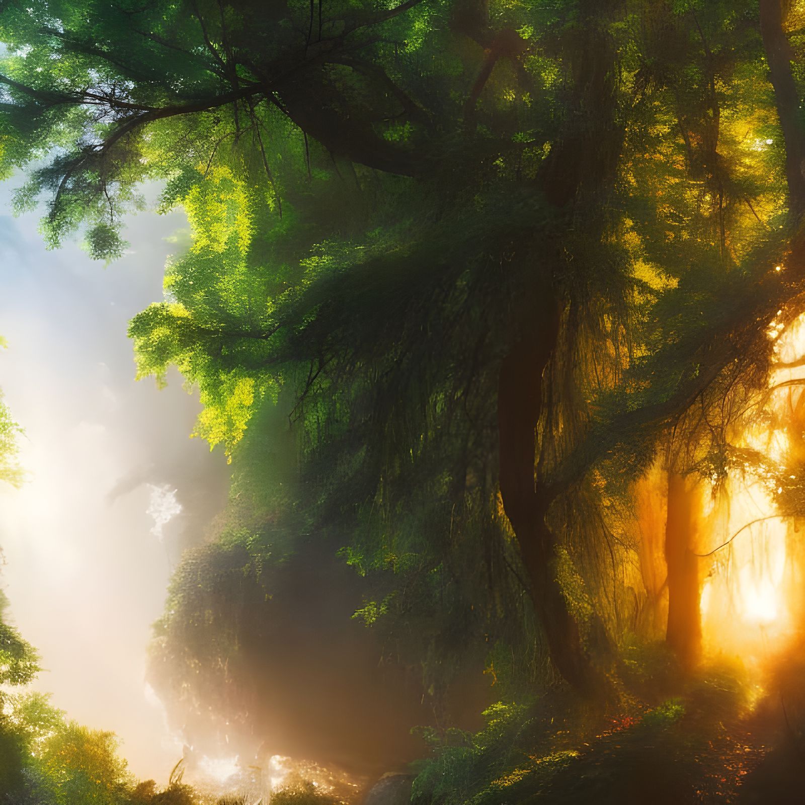 Lush Garden Scene with Non-Human Being