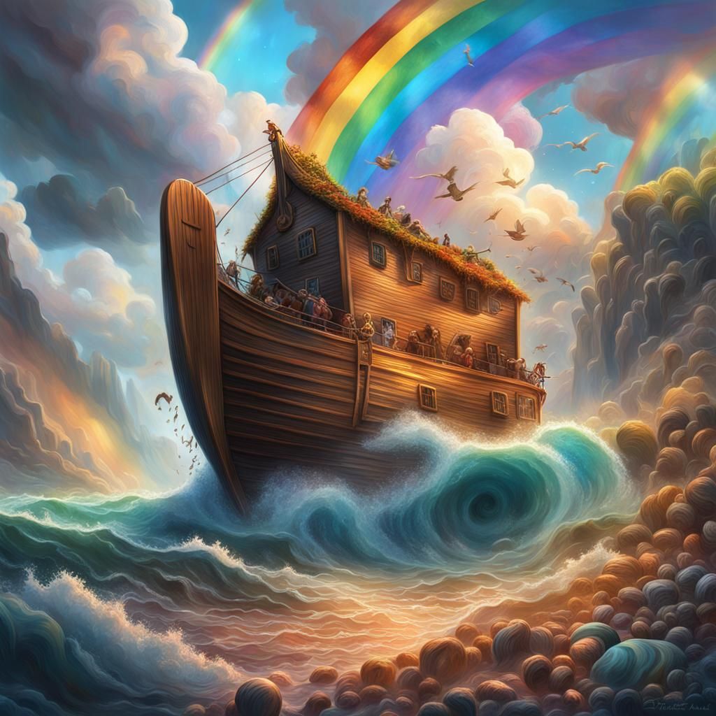 Noah's Ark in Whimsical Candy Art Style