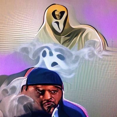 Ethereal Ghost Figure Emerges from Darkness