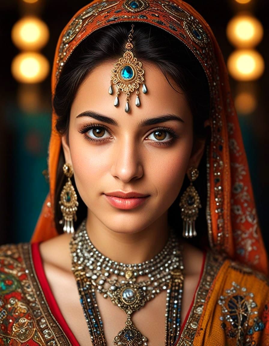 Persian Belly Dancer Close-Up in Vibrant Attire