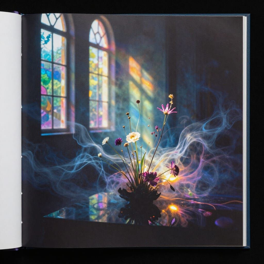 Ethereal Ikebana in Jewel Tones with Beksiński Influence