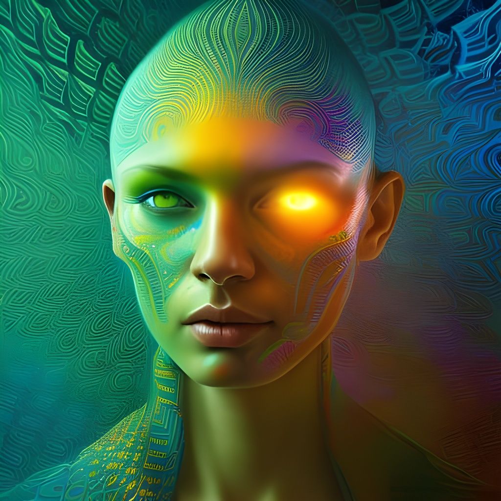 Psychedelic Amazon Rainforest Fractal in Alex Grey Style