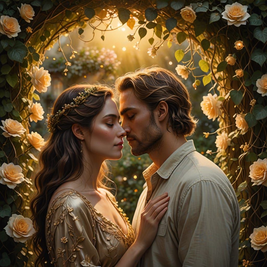 Romantic Fantasy Portrait of Couple in Ethereal Garden