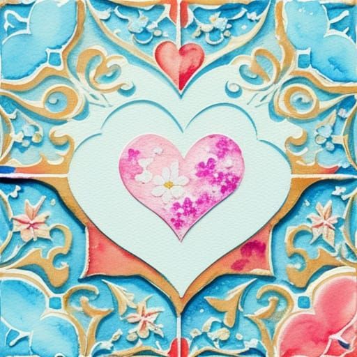 Vibrant Gouache Painting of Decorative Tiles