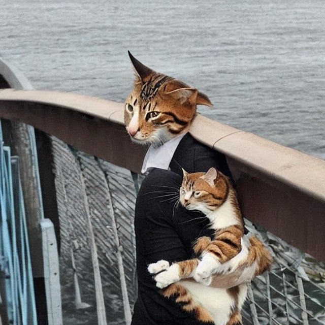 Romantic Dining on the Bridge with a Cat