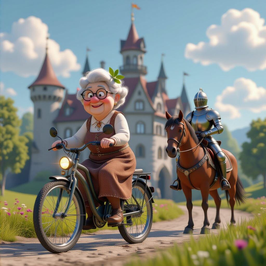 Grandma Rides E-Bike to Medieval Castle Visit