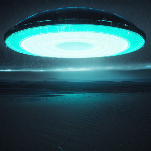 Stormy Desert UFO Encounter in Neon Hues