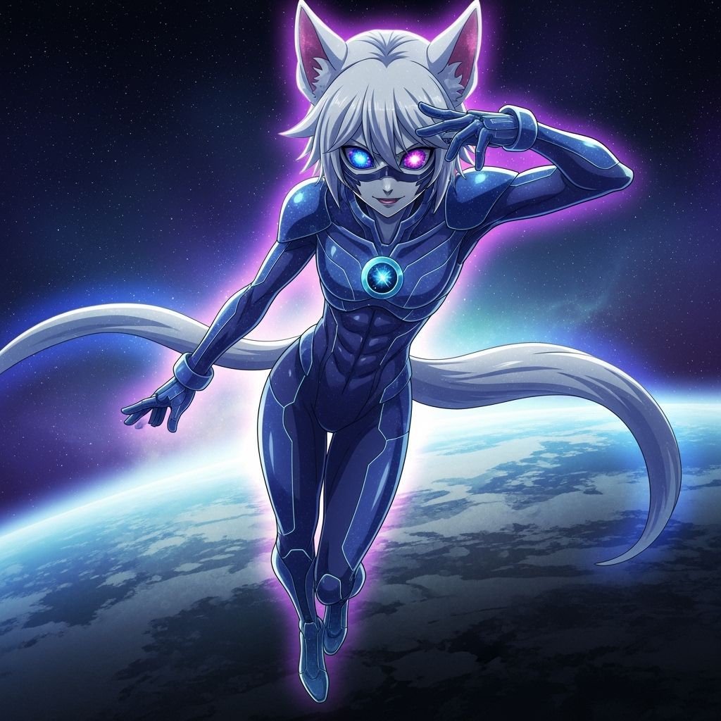 Holographic Alien Vigilante in Cosmic Space Anime Style