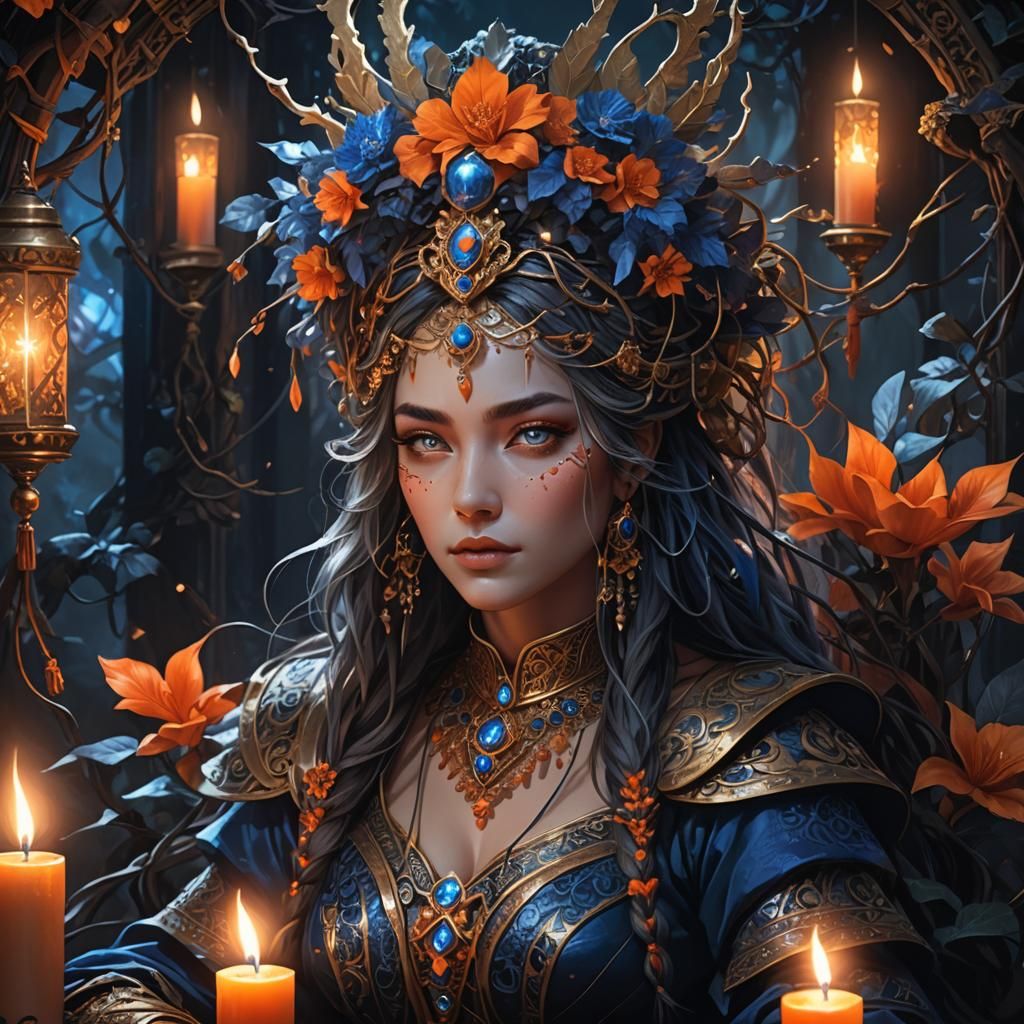 Yami, Wife of Yama, on Dark Throne: Fantasy Portrait