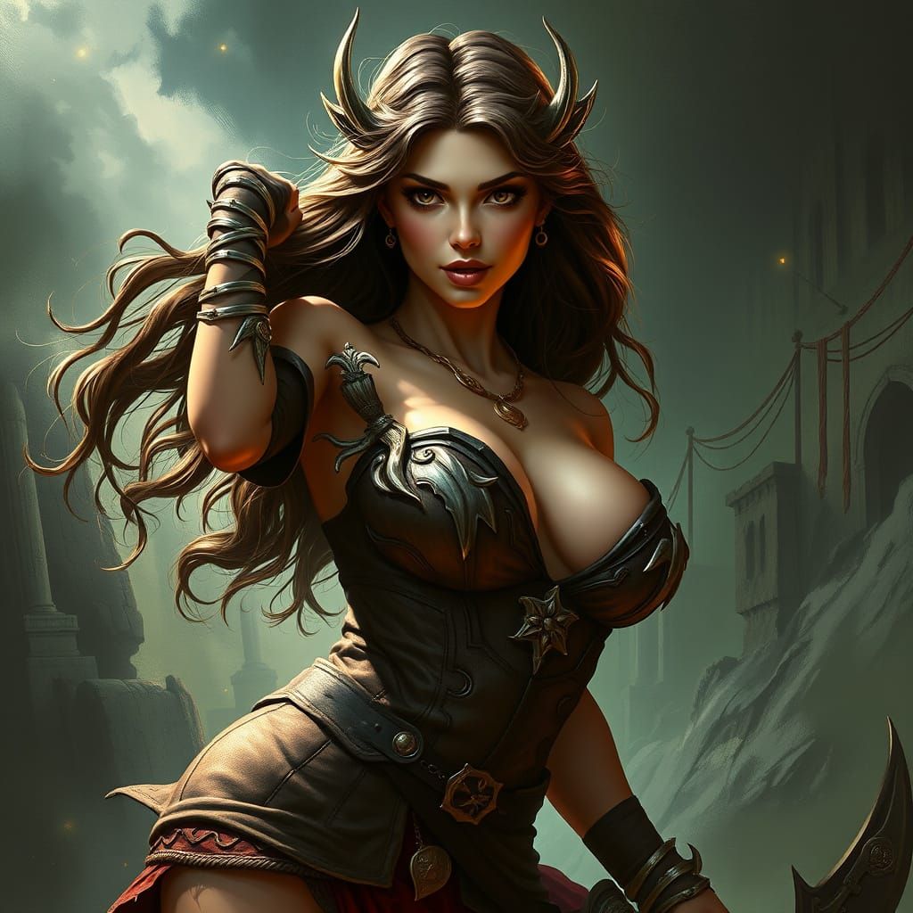 Medieval Pinup Girl as Fantasy Art Splash Art