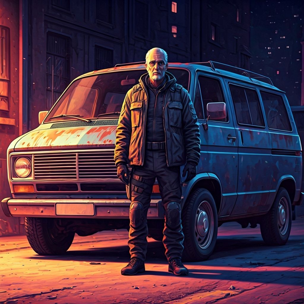 Man in Tactical Clothing by Van, Synthwave Style