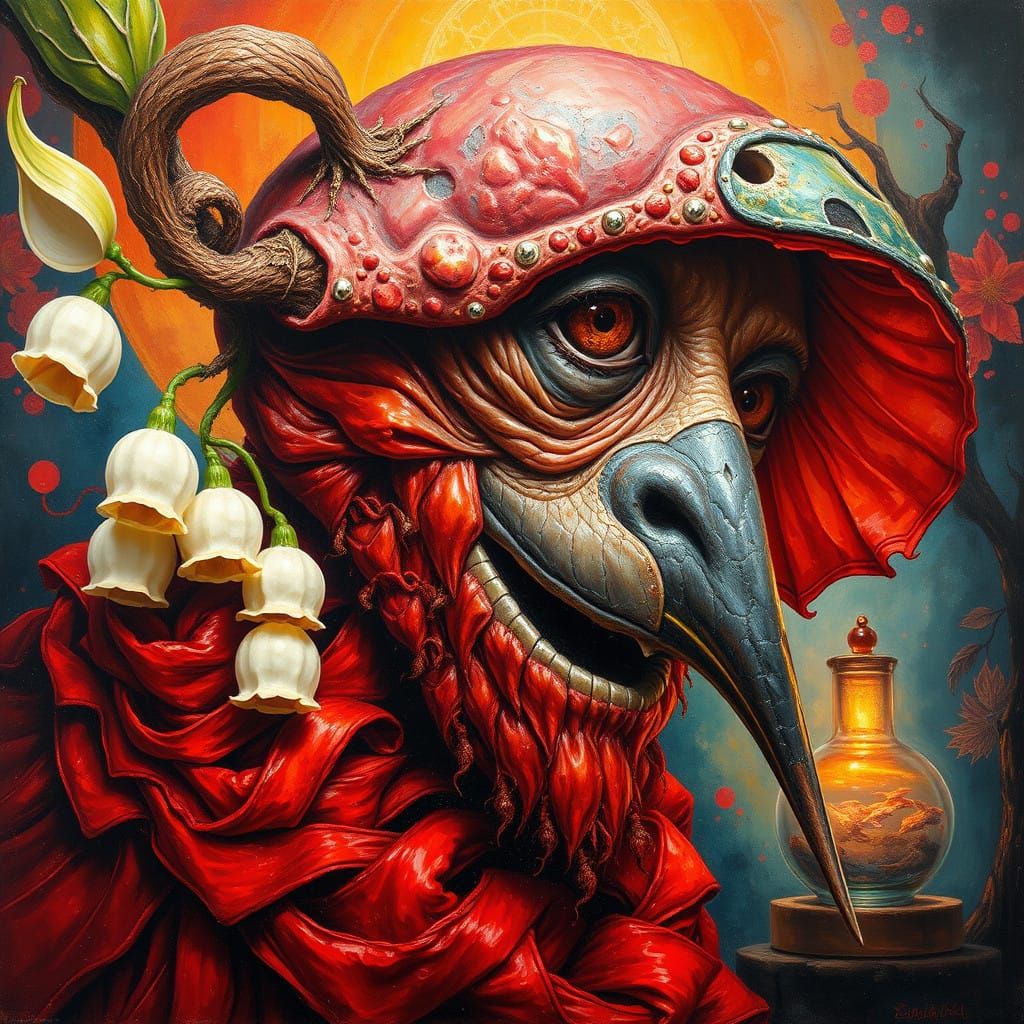 Renaissance-Inspired Whimsy: Red-Hued Christmas Message in a...