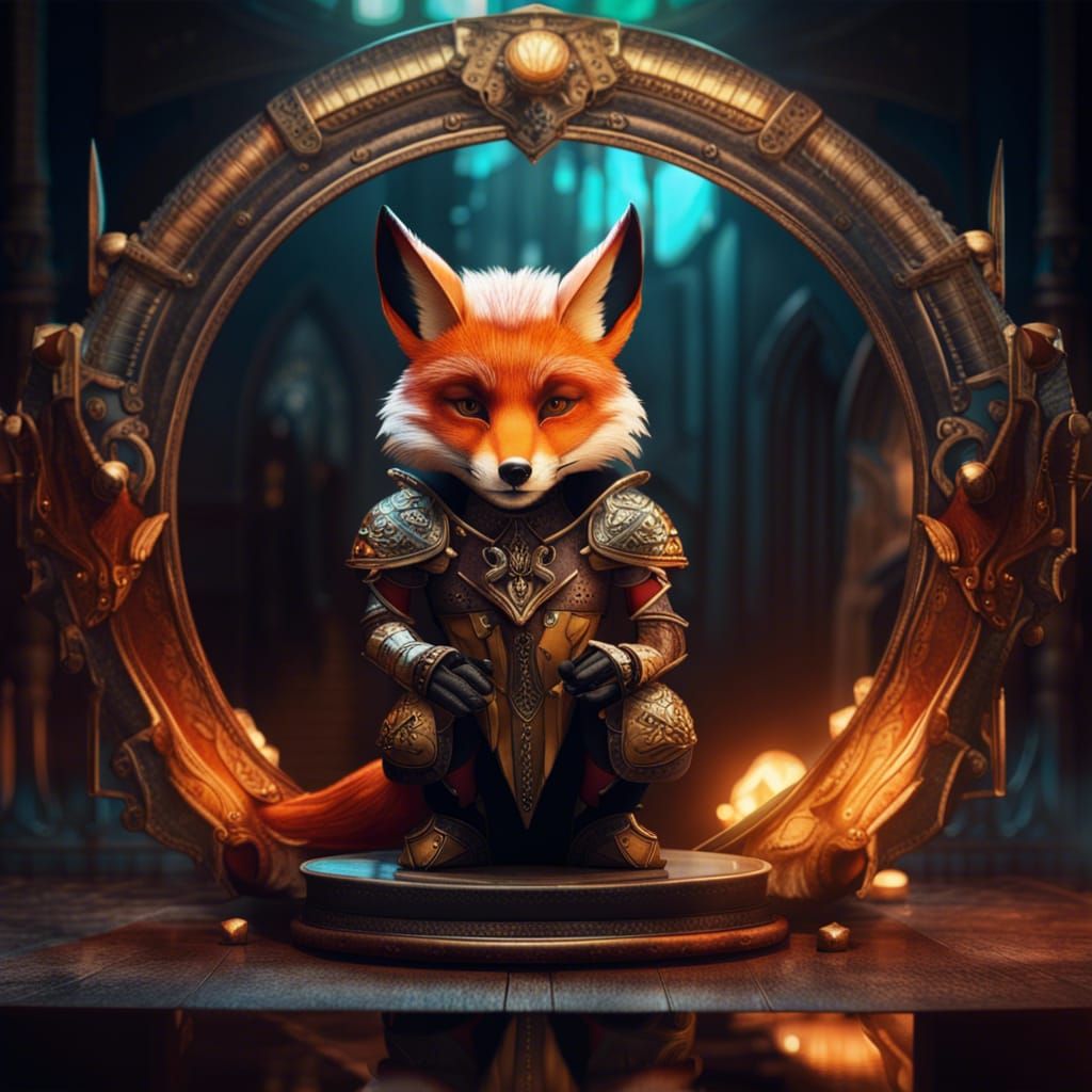 Warrior Fox and Warlock Reflection, Fantasy Art