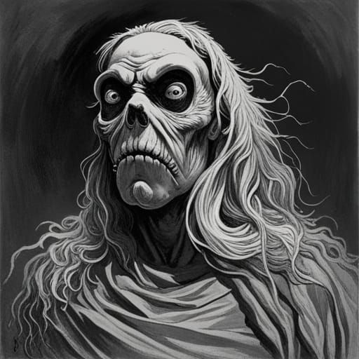 Eerie Horror Scene in Gustave Doré Style