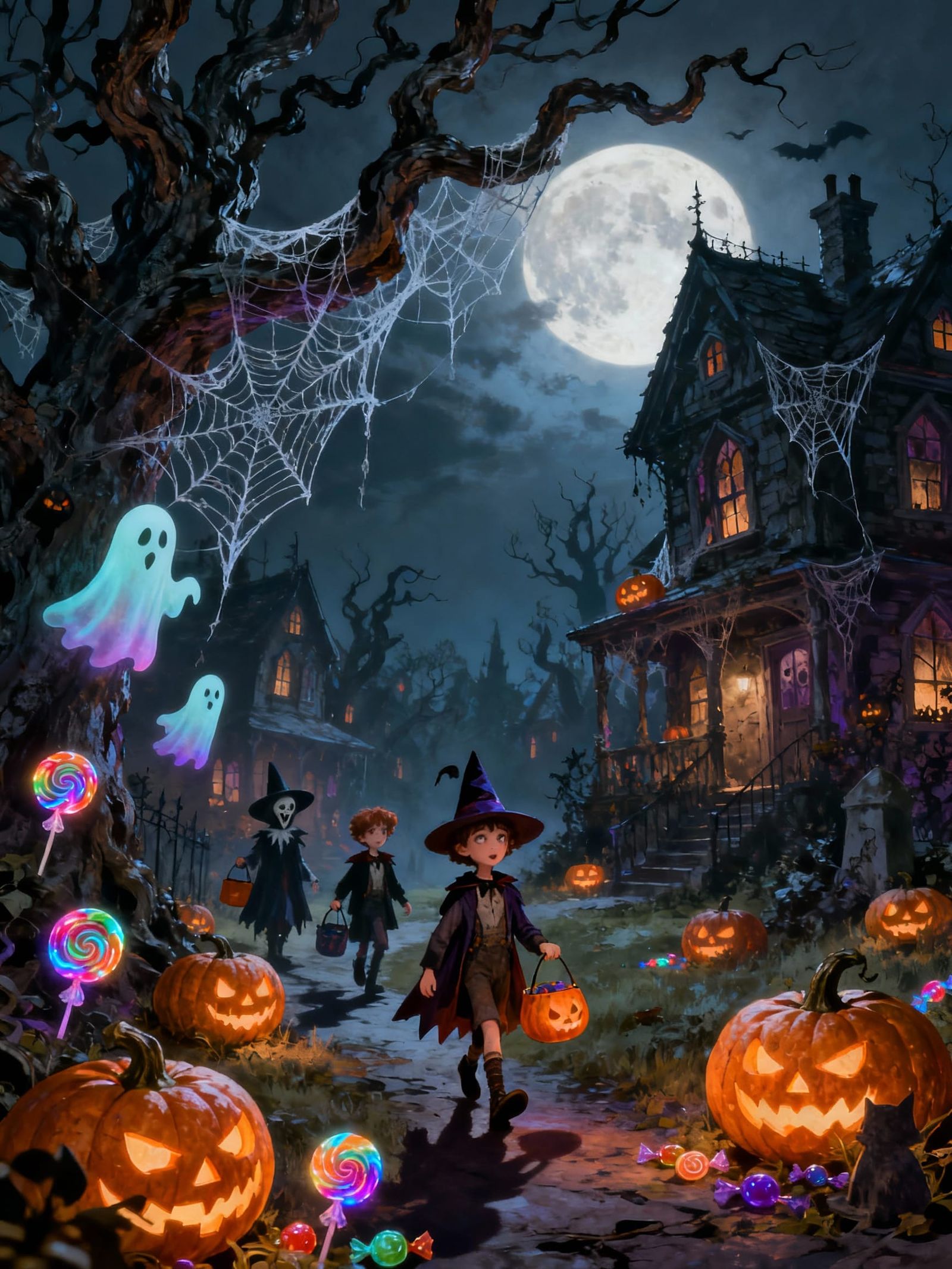Whimsical Halloween Night: Eerie Costumes & Haunted Houses