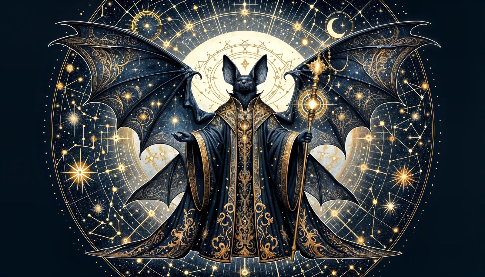 Celestial Bat Cleric in Cosmic Constellation